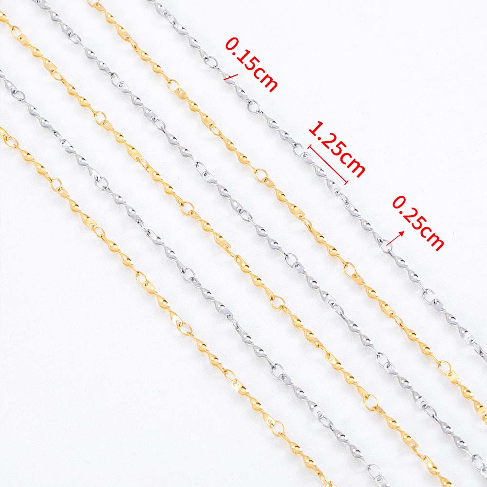 No Fade 1meter Stainless Steel Spiral Twist Stick Link Chain Wave Metal Chain for DIY Necklaces Bracelet Jewelry Making Findings