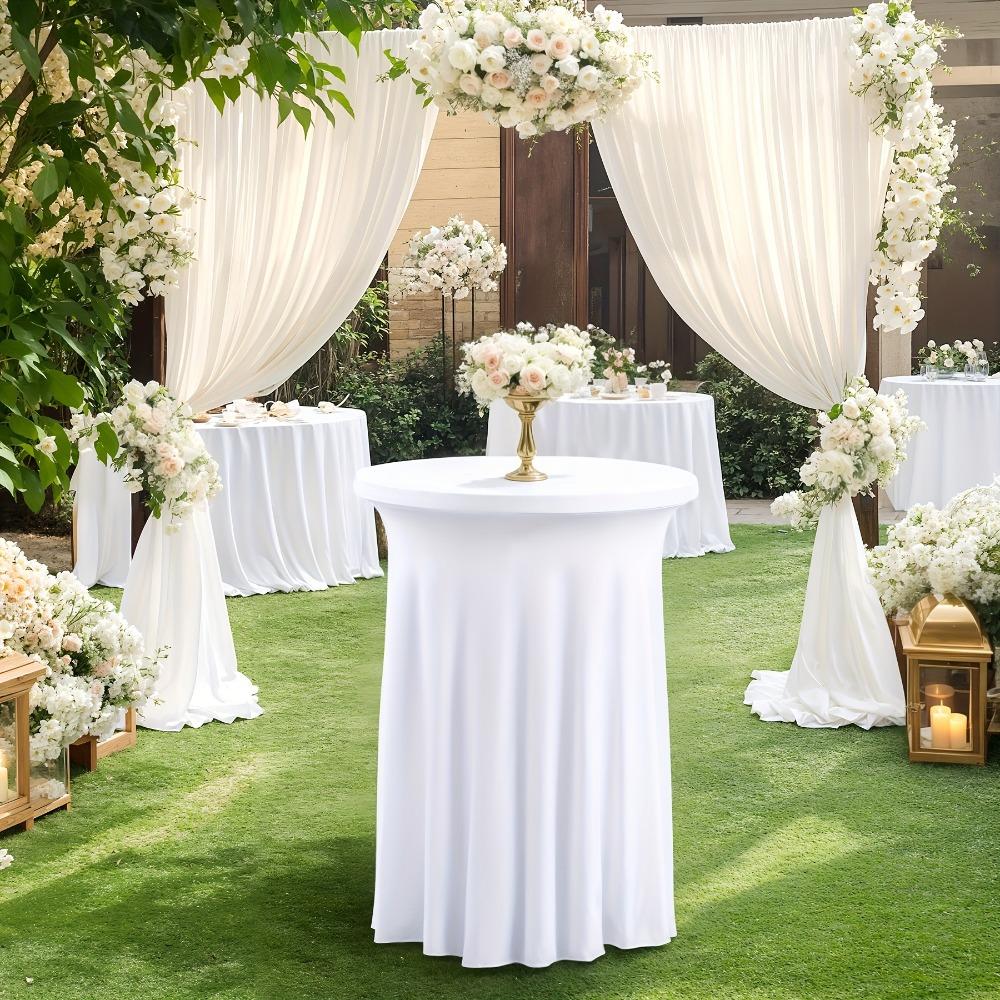 Solid Color Height Stretch Round Tablecloth Long Drape Bar Counter Cover  Auditorium