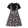 2023 Summer Women's Love Splicing Short-sleeve Dress with Suspender Skirt