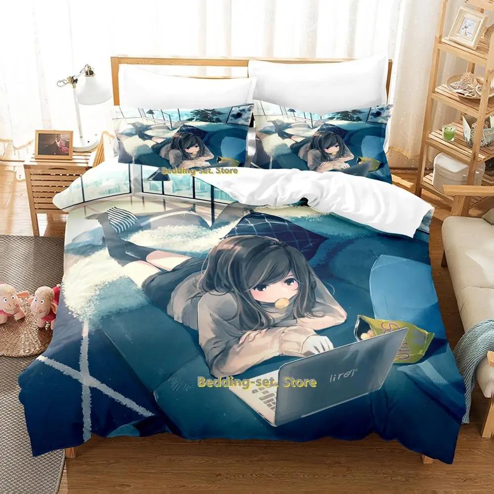 Book Girl Anime Bedding Set Single Twin Full Queen King Size Bed Set Adult Kid Bedroom Duvetcover Sets Anime Parure De Lit Bed
