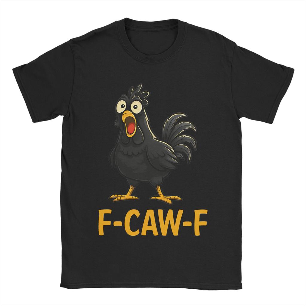 Funny FCawF Black Chicken Meme T Shirts Mens Cotton Novelty TShirts Round Collar Tee Shirt Short Sleeve Tops Graphic Print