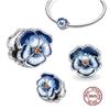 Flower Charms Fit Bracelets Sunflower 925 Silver Tulip Sakura Daisy Rose Flowers Beads DIY Jewelry Making