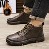 Spring and Autumn Outdoor Work Shoes Men's Sports Hiking PU Plus Cotton Warm Men's Shoes
