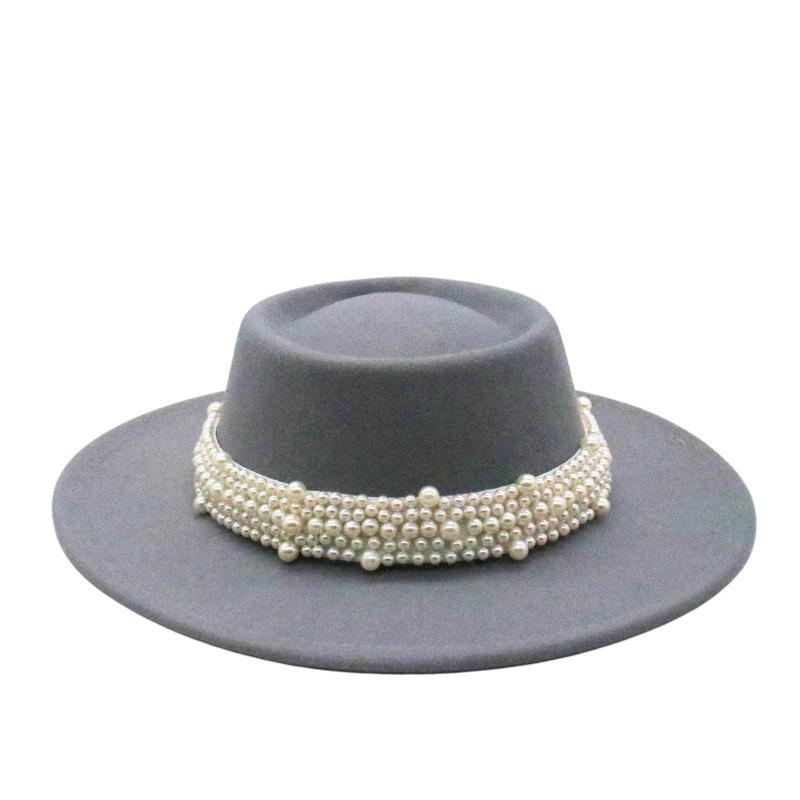 French Retro British Flat Top Top Hat Season Men'S And Women'S Hats Hepburn Face Small Felt Hat