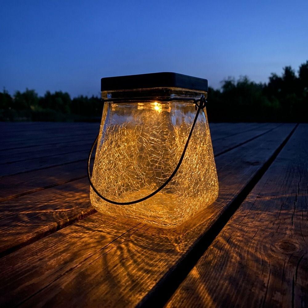 Crack Wall Design Solar Energy Lamp Square Glass Glass Table Top Solar Wall Lamp Solar Powered Solar Table Lamp Courtyard