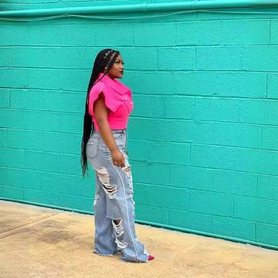 Broken Jeans Women's Street Fashion Fringe Micro-large Pant