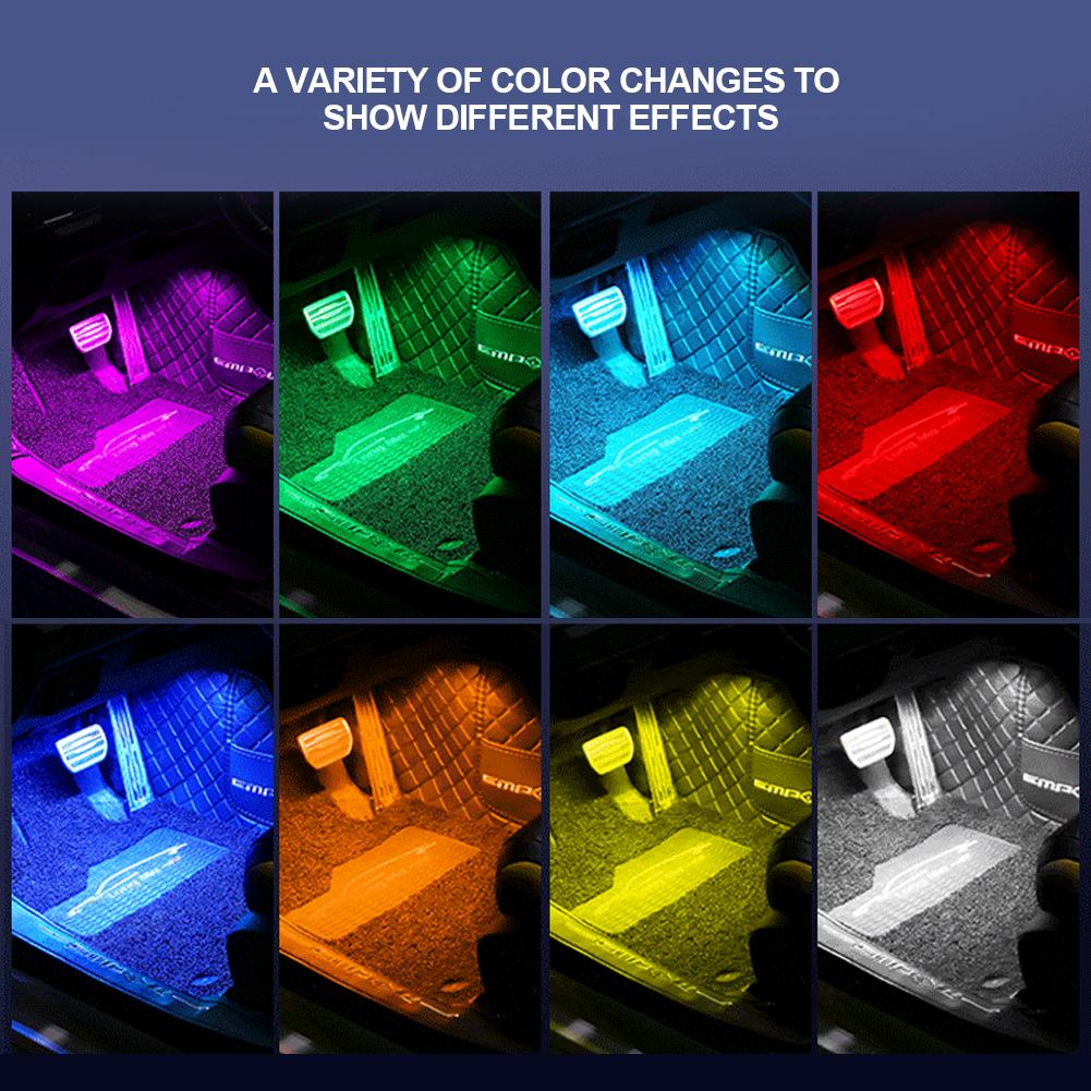 12V LED Car Interior Atmosphere Backlight Ambient Mood Foot Light Cigarette USB Lighter Decorative APP Remote Control Lamp