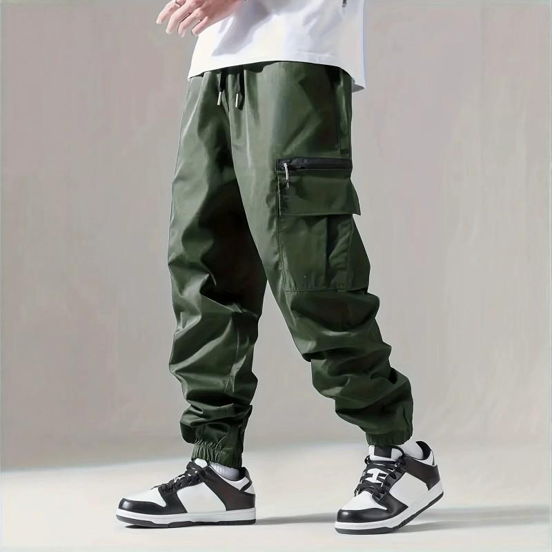 Pantaloni Jogger Cargo da Uomo Vestibilità Larga Stile Tattico Workwear Lunghezza 9/10 Multitasche Pantaloni Casual Uso Quotidiano