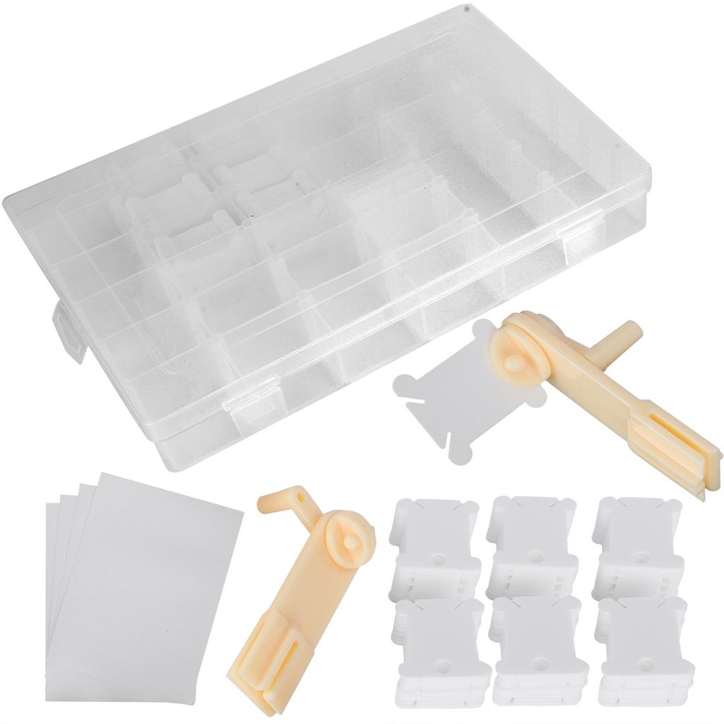 Embroidery Floss Organizer Box Milk White Cross Stitch Plastic Bobbins Manual Winding Machine