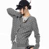 ICH MODE Damen Vintage Pünktchen Strickjacke