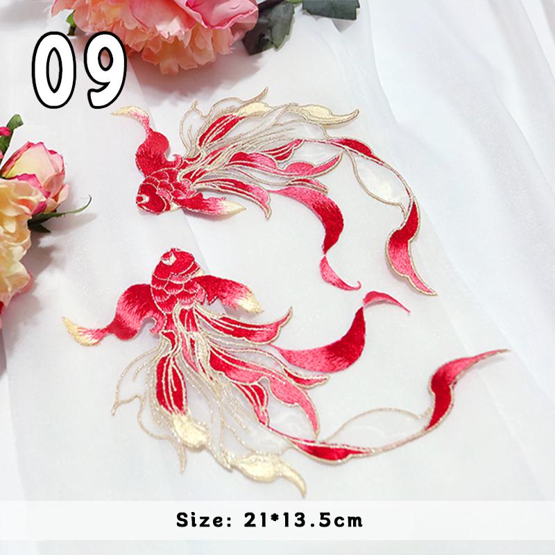 2 Pcs Chinese Style Koi Fish Embroidery Cloths Patch Cheongsam Qipao Hanfu DIY Patches Applique Cloth Stickers Accessories