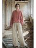 Women's Long-Sleeve Hand-Dyed Ramie Cotton Top with Button Accents - Spring Sun Protection