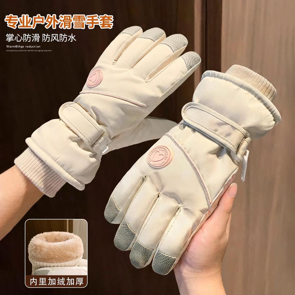 Ski Gloves Men's and Women's 2026 New Autumn and Winter Velvet Thickened Warm and Cold Touch Screen Electric Vehicle Riding Gloves
