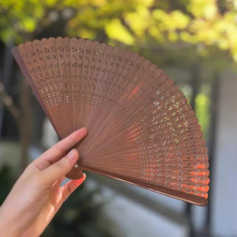 Creative and Elegant All-Bamboo Folding Fan from Laochangmen, Plain Color Fan, Hanfu Ancient Style, Simple and Fashionable Retro Bamboo Green