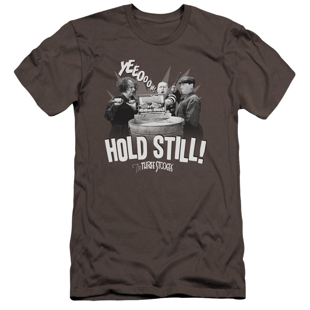 Three Stooges Premium Canvas T-Shirt Hold Still Charcoal Tee Unisex T-Shirt M