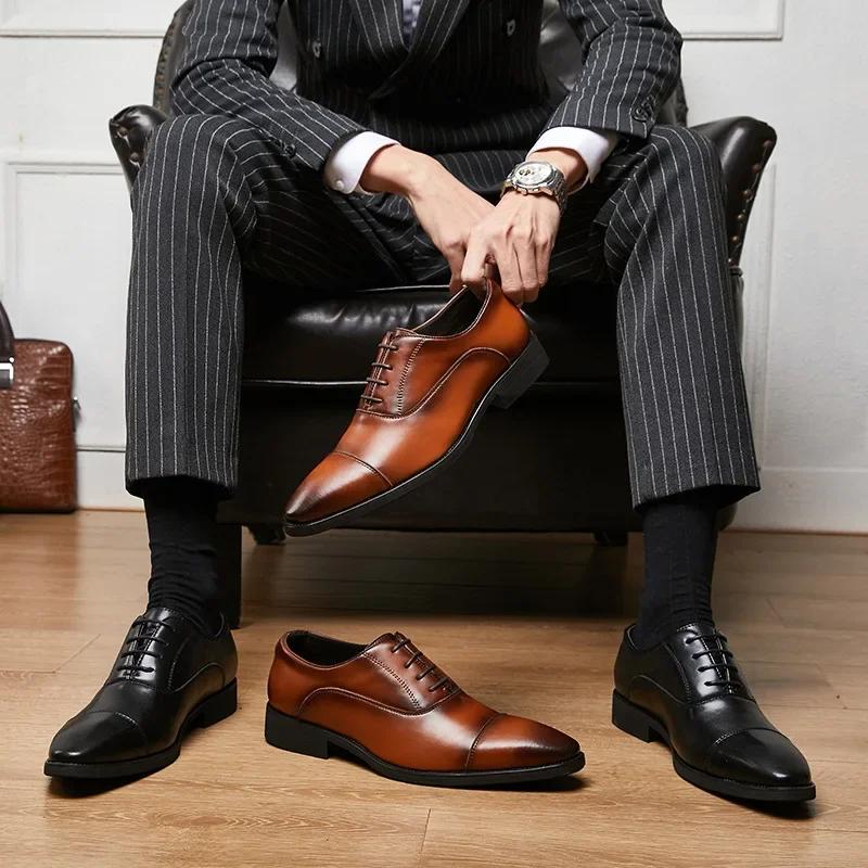 Fashion Leather Shoes for Men Japanese Ttriple Joint 2025 Business 6cm Hiehgt Increasing Oxford Zapatos De Vestir Hombre Elegant