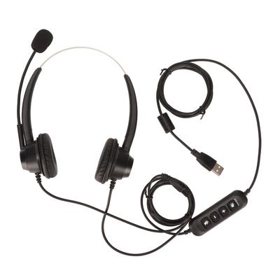 USB Business Headset Noise Reduction Binaural Adjustable Speaker Volume Wired PC Headphone with Mic