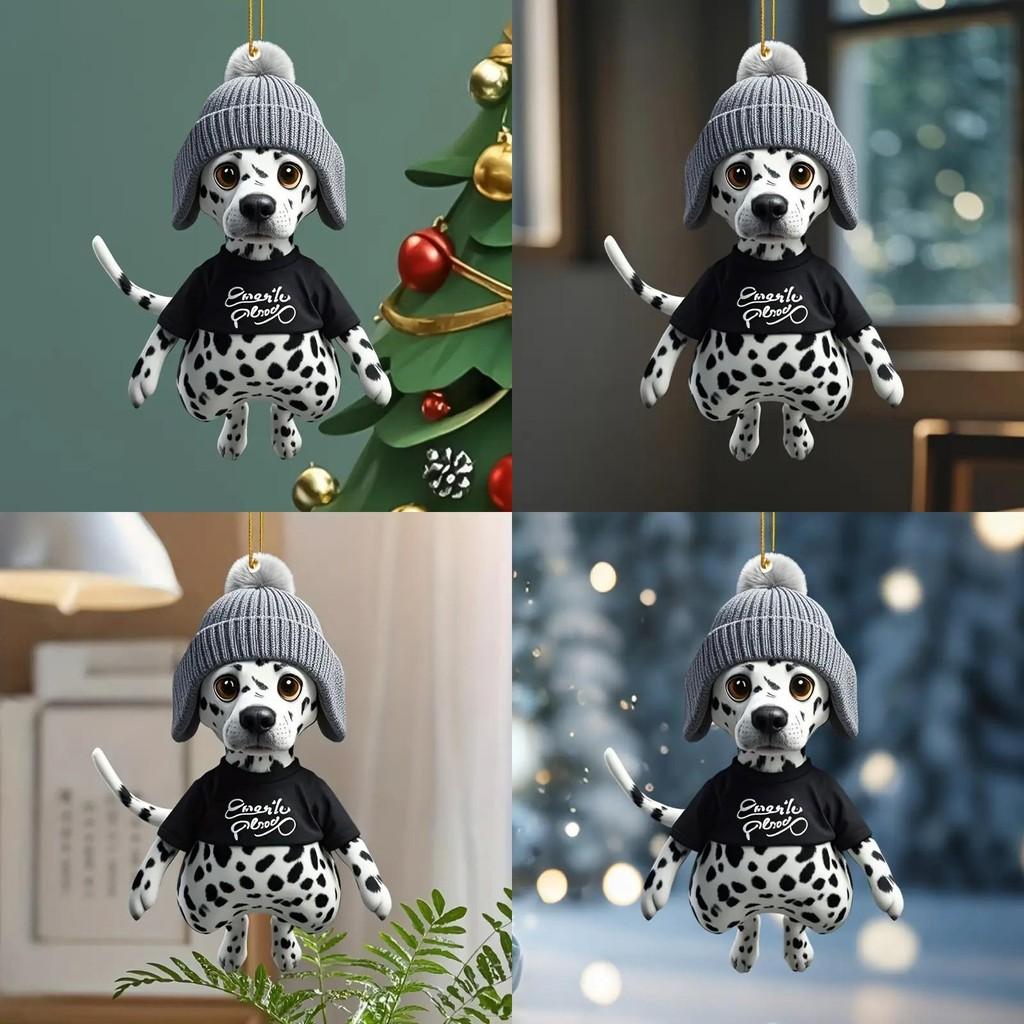 Car Rearview Mirror Decor Dalmatian Acrylic Cartoon Style Auto Accessories For Vehicles