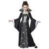 2026 New Halloween Kids Costume Mid-Century Vintage Lace-up Stand-up Collar Flared Sleeve Print Long Skirt Witch Costume