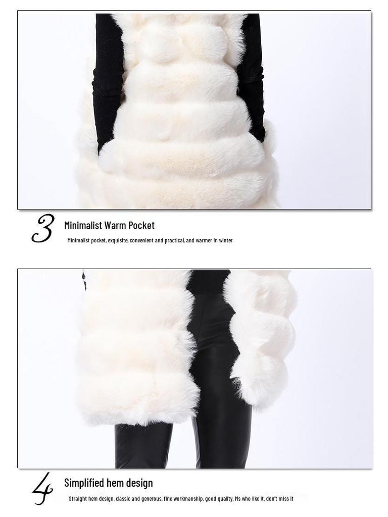 Women's Mid-Length Fox Fur Vest - European and American Style Fur Coat
