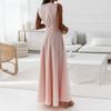 Women's V-neck Sleeveless Belt Evening Long Dress For Women
