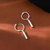 Difeng S999 Sterling Silver Simple Bar Earrings for Women - Elegant Minimalist Design