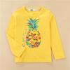 Spring and Autumn Round Neck 3D Fruit Pineapple Printed Top Fashionable Casual Long Sleeved Children's Boy and Girl Kids Unisex T-shirts