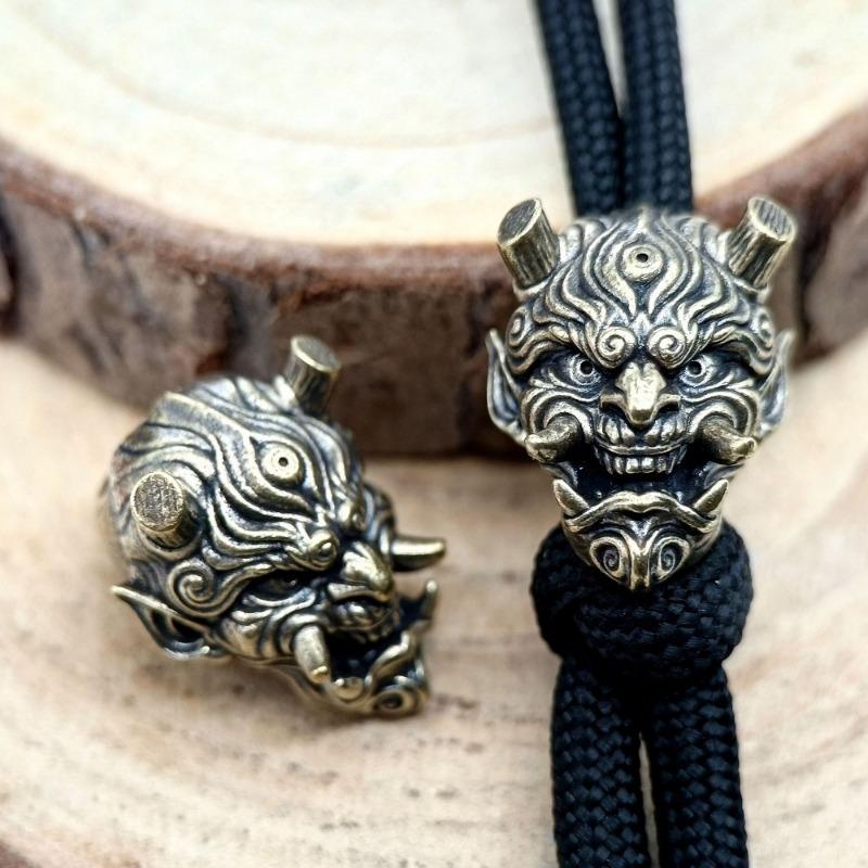 Prajna Skull Head Brass Knife Beads EDC DIY Paracord Woven Bracelets Lanyard Pendants Accessories Outdoor Tool Hangings Charms