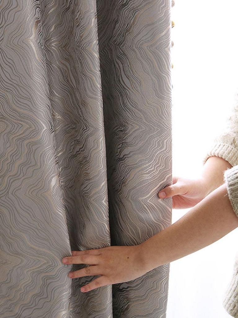 Thick High-precision Black-out Curtains for Living Room Bedroom High-end Curtain Customize Soft Fabric Finished