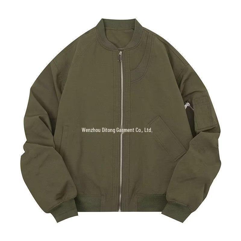 Men s Retro High-Street Pilot Baseball Jacket - Autumn/Winter Trendy Outerwear S зелёный