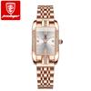 POEDAGAR Women Watch Fashion Luxury Diamond Green Dial Square Quartz Watches Stainless Steel Waterproof Ladies Wristwatch Gift