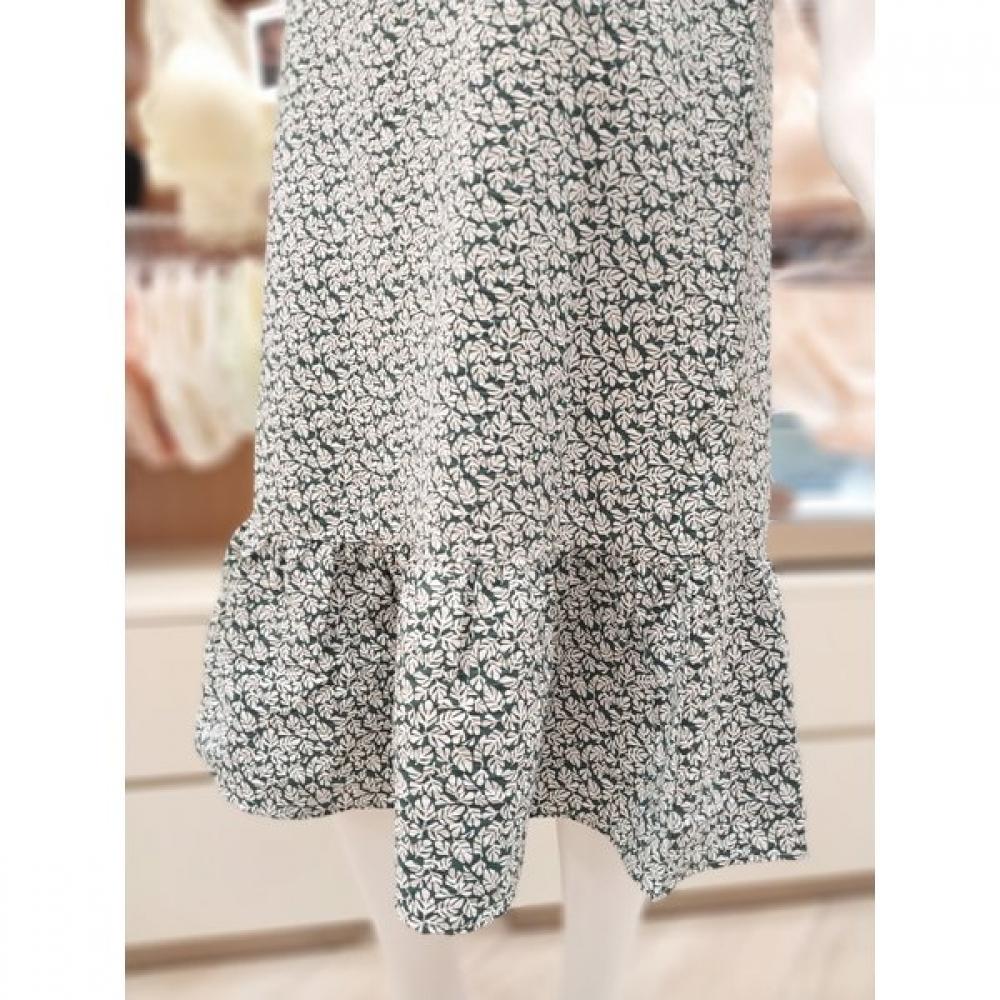 Barbara Women S Green Leaf Rayon Homewear dreSS Agw4621l