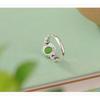 Adjustable Vintage-Inspired Oval Jade-Look Ring Women Men Geometric Boho Statement Jewelry