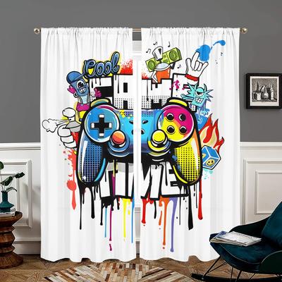 2 Pieces, Color Game Controller Curtains - Semi Blackout - Suitable for Living Room, Bedroom, Kitchen, Home Decoration