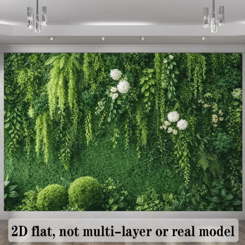 

2D Natural Green Living Wall with White Hydrangea Photoshoot Background 47.2x31.5inch/120*80cm