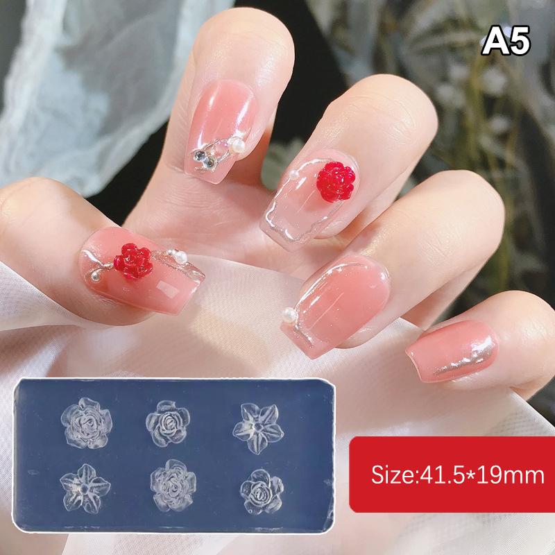 

3D Silicone Nail Mold Bear Butterfly Flower DIY Design Manicure Template Carving Nail Art Stencil Tools