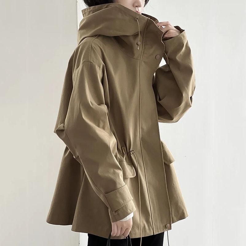 Fashion Spring Autumn Hooded Jacket Women Fashion Korean Loose Retro Windbreaker Coat Female Casual Outerwear Ladies Top
