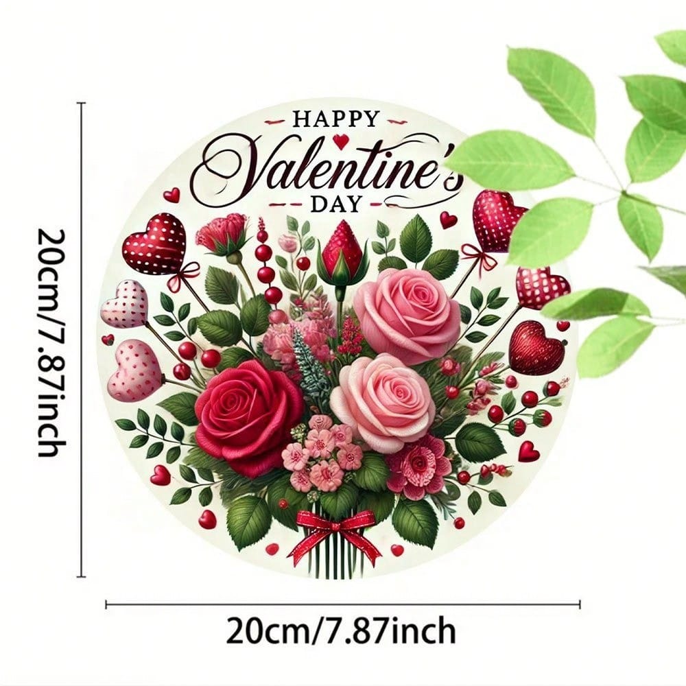 Iron Valentine's Day Metal Sign Wall Art Round Vintage Decor for Home Cafe Gift
