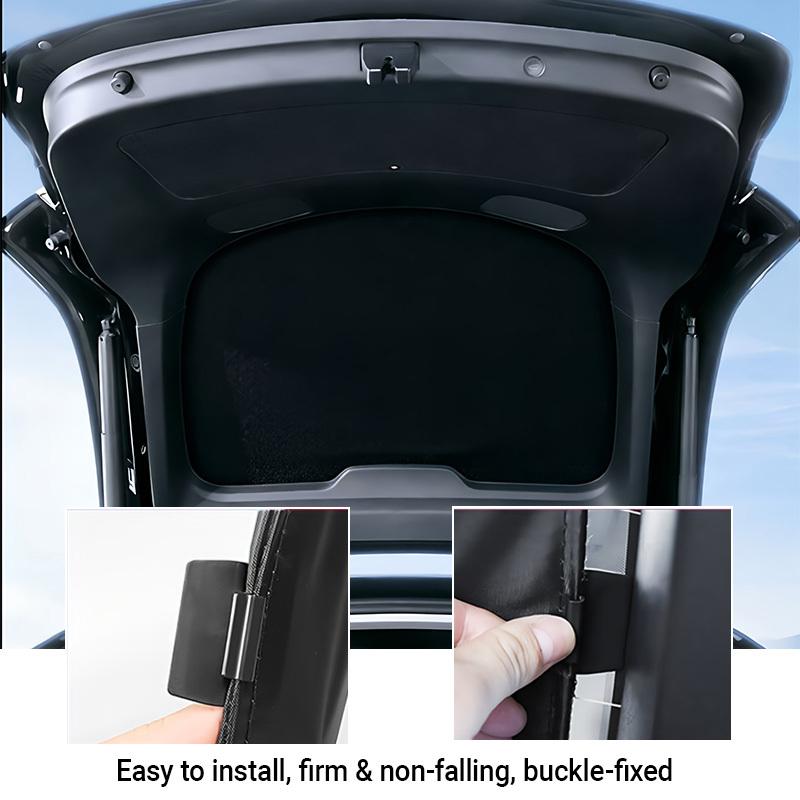 Tailgate Glass Sunshade for Tesla Model Y Juniper / Model 3 Highland, Foldable Rear Window Sun Shade, Privacy Sun Baffle for Trunk, Gray & Black