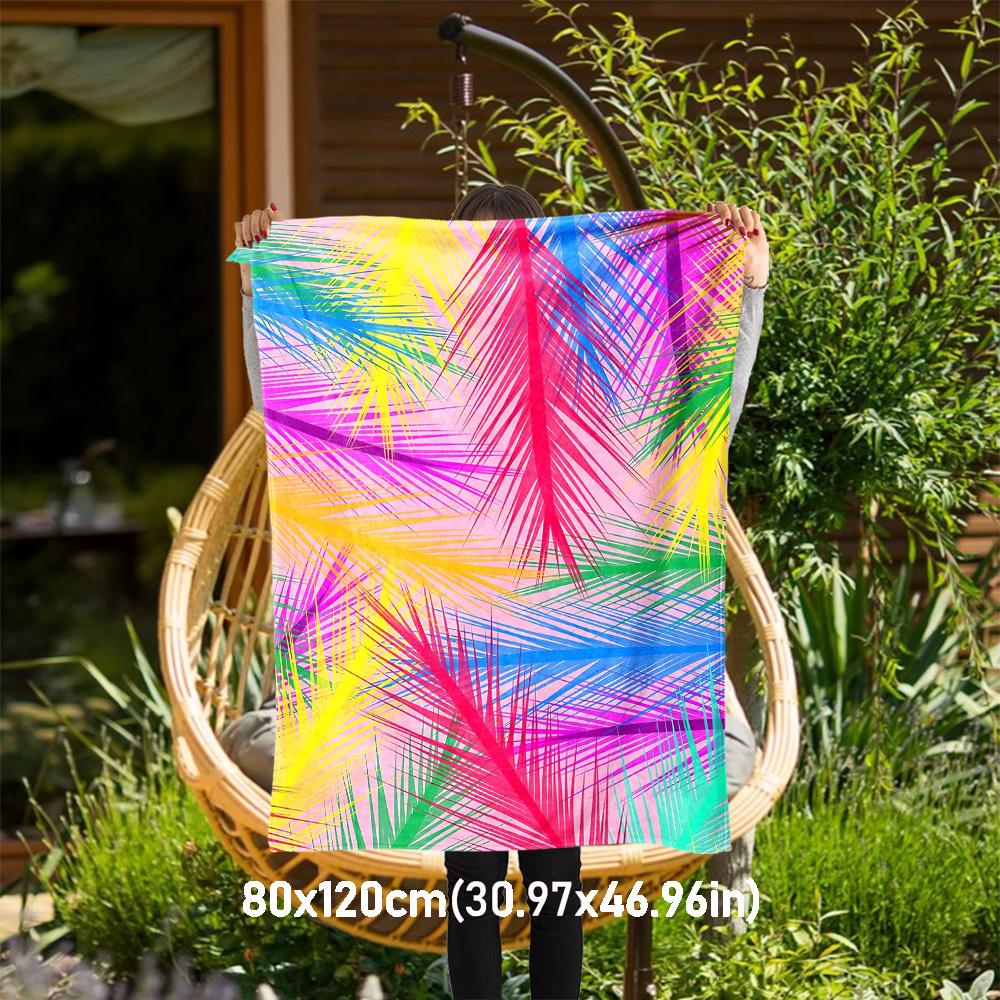 1PC Palm Leaves PatternOutdoor Flannel Blanket - Soft Plush Decor for Picnics, camping, Bedroom, Playroom, Office, or Lunch Break 1371A 80x120cm(31x47inch)