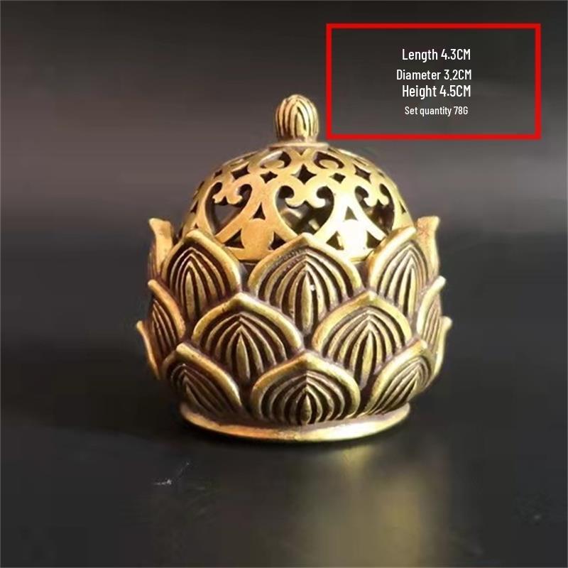 Mini Lotus Incense Burner: Pure Copper Antique Ornament