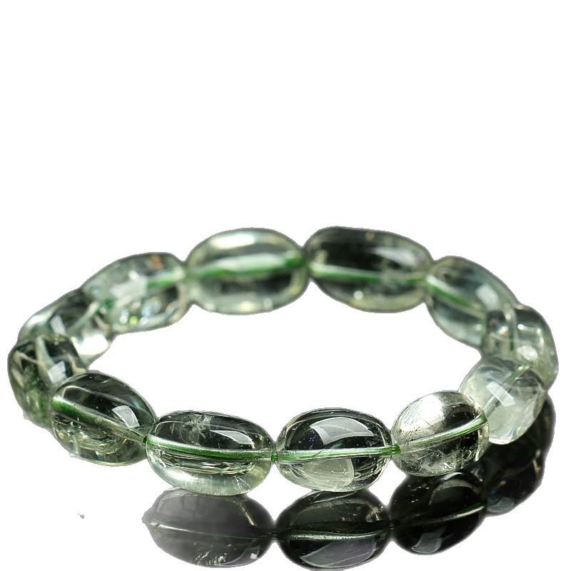 Hongchu Crystal Natural Green Crystal Barrel Bead Bracelet Ice Green Crystal Barrel Bead Irregular Shape Bracelet Scattered Beads