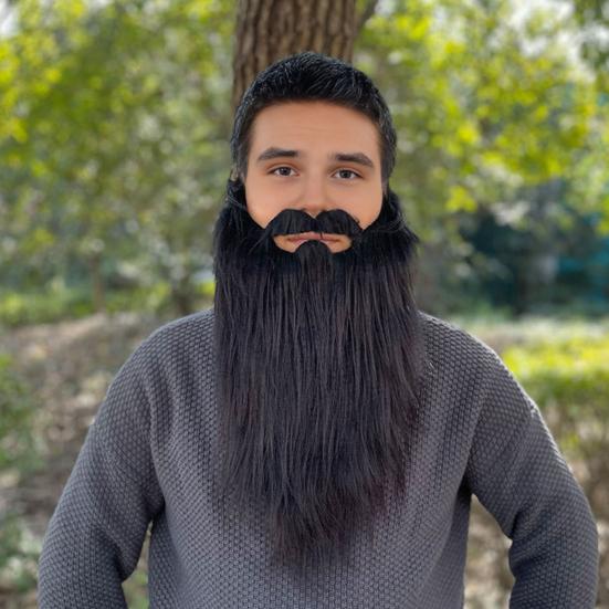 Fake Beard Role-playing Costume Old Man Mustache Beard with Elastic Rope Facial Hair Accessory for Halloween Cosplay Party Supplies