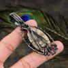 Crazy Lace Agate, Moonstone Copper Wire Wrap Jewelry Pendant 3.15" Q6J64