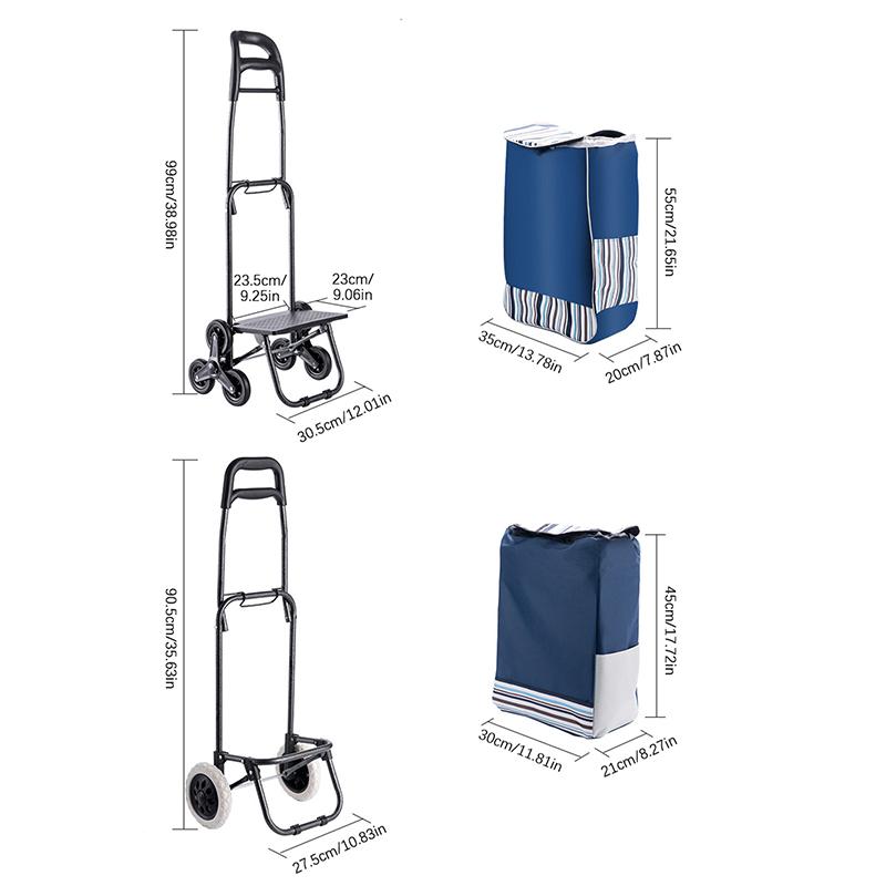 Grocery Cart Small Cart Climbing Stairs Folding Small Trailer Hand-Pulled Trolley Household Portable Storage Shopping Cart