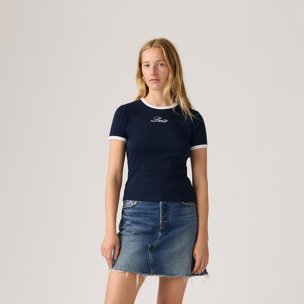 Levis Slim American Vintage Casual Fitted Logo Embroidered Short Sleeve T-Shirt Women Tops A3519-0063