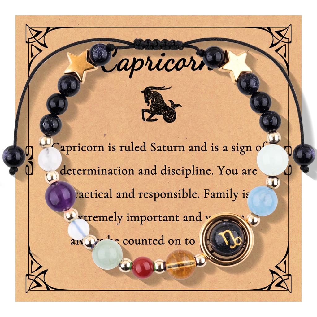 12 constellations woven adjustable bracelet gold beads star constellation symbol pendant eight planets planet bracelet