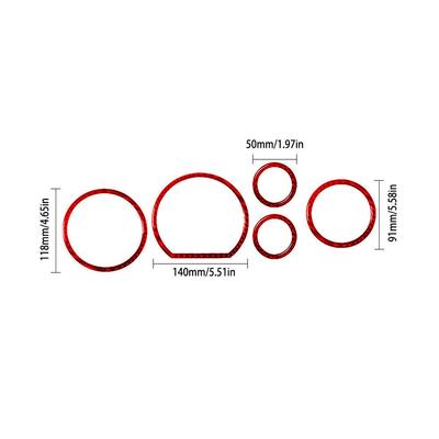 5Pcs Red Carbon Fiber Inside Speedometer Cover Trim For Toyota Tundra 2007-2013