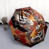 Tiger Head  Pattern, Automatic Folding Umbrella, Portable and Foldable Design, 8 Ribs, a Christmas or Birthday Gift.