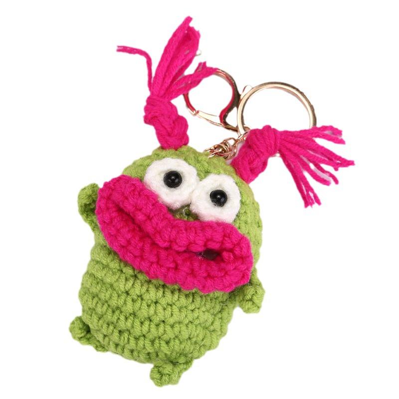 Handmade Fried Hair Sausage Frog Doll Keychain - Funny Bag Pendant